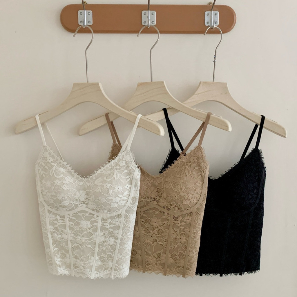 Pháp Retro Ống Top Ren Gợi Cảm Top Nữ Chải Cami