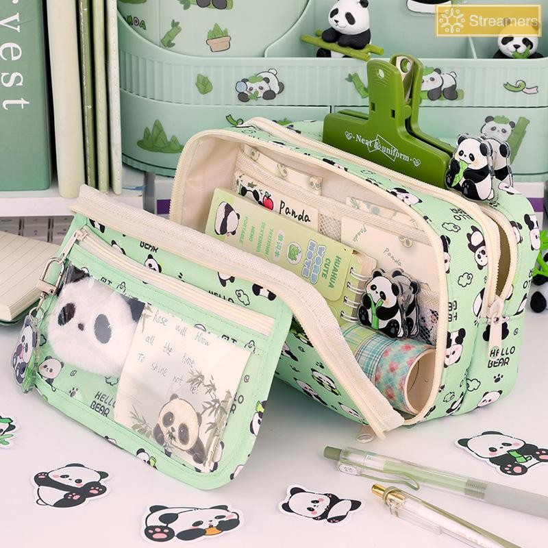 RUA Túi Đựng Bút Chì 9 Lớp Sáng Tạo Capybara / Gấu Trúc Túi Bút Dung Tích Lớn Hộp Đựng Bút Chì Chống Bụi Bẩn Văn Phòng Phẩm Tổ Chức Trường Học Văn Phòng Mới