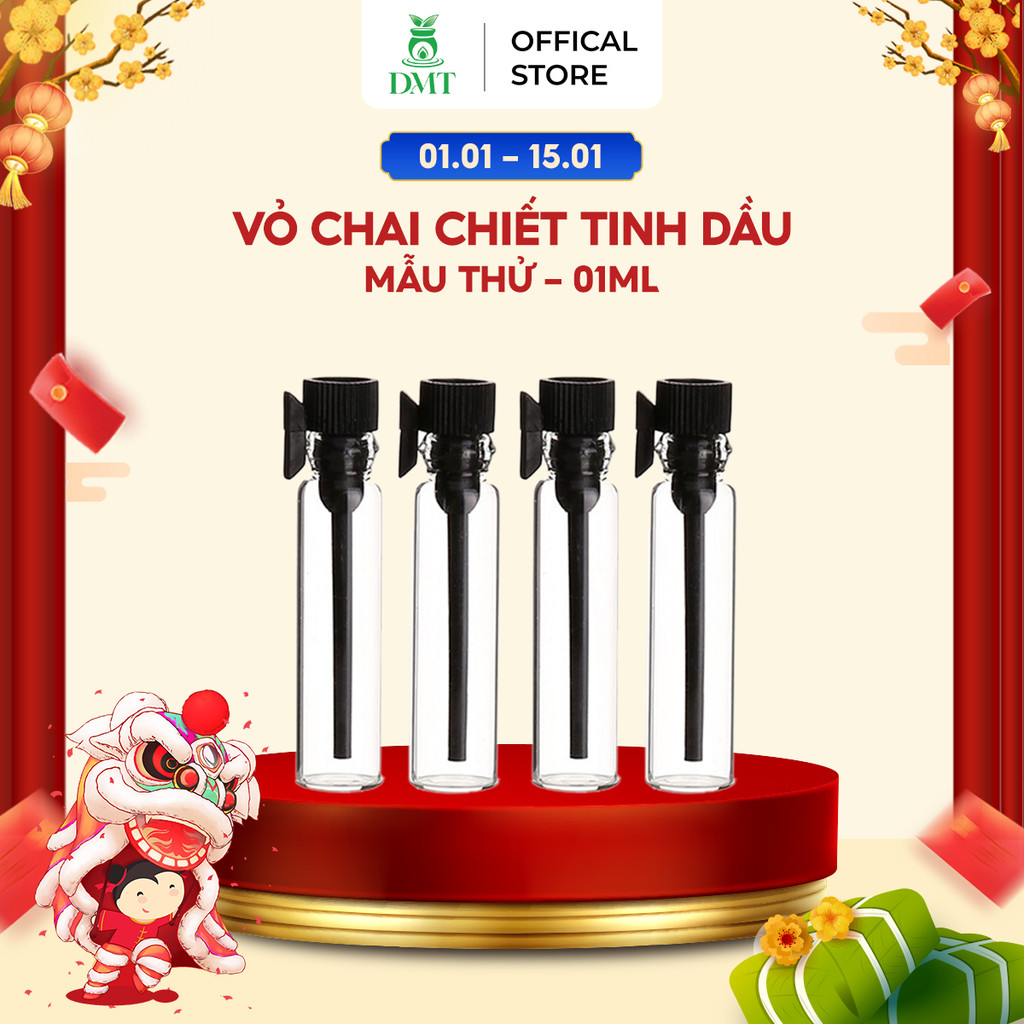 Vỏ Chai chiết tinh dầu, nước hoa, chất lỏng dùng làm mẫu thử 1ml nắp đen DMT