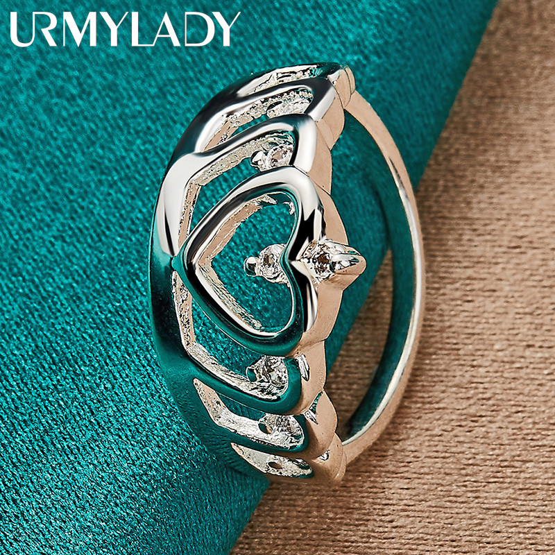 URMYLADY Bạc 925 Vương Miện Tình Yêu 7-10 # Nhẫn Nữ Tiệc Cưới Thời Trang Quyến Rũ Trang Sức