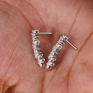 Bông tai zircon lá bạc S925, phụ kiện thời trang đơn giản cho nữ
