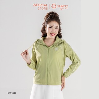 Áo gió nữ kéo khóa có mũ dài tay SFA1042