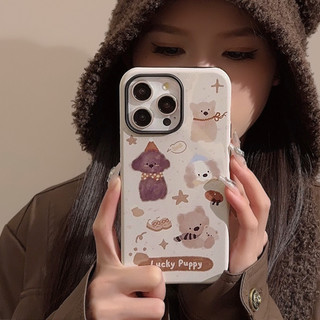 [Sheren] Niche Phim Hoạt Hình Tranh Sơn Dầu Chó iPhone Vỏ Điện Thoại Thích Hợp Cho i16 15 14 13 12 11 pro max Vỏ Bảo Vệ Chống Sốc