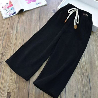 (3-12Y) Quần ống rộng vải nhung trẻ em Thu đông Quần ấm áp cho bé gái Quần thường ngày Đơn giản Phong cách Quần màu trơn