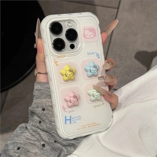 Phim Hoạt Hình Dễ Thương 3D Màu Kẹo Ngôi Sao Hello Kitty Mèo Ốp Lưng Điện Thoại iPhone 16 Pro Max 13 14 15 Promax 12 Chống Sốc Ngọt Nữ Tính Mềm Silicon Di Động