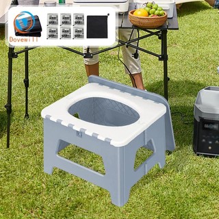 Dovewill Nhà vệ sinh di động Có thể gập lại Bô Commode có nắp Hỗ trợ đa năng lên đến 100kg Nhà vệ sinh du lịch để đi bộ đường dài Xe câu cá dã ngoại