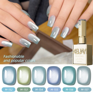 XEIJAYI Mint Mambo Series Mắt Mèo Gel Móng Tay Đá Pha Lê Hạt Thủy Tinh Mắt Mèo Quang Trị Liệu Keo Móng Tay Nghệ Thuật Làm Móng Tay Cho Tiệm Làm Móng Tay 15ml