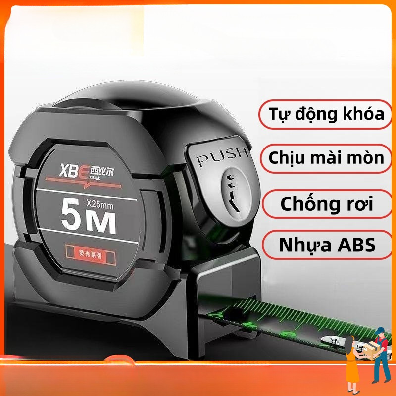 【🔥Free ship🔥】Thước huỳnh quang Thước Cuộn Thép Làm dày và chống mài mòn Độ chính xác cao Thước dây 10m