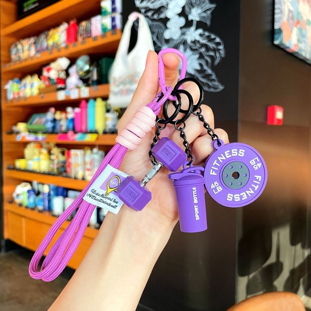 JIMMYCHOOEC Barbell Tấm Móc Khóa, Có Thể Tháo Rời INS Mô Phỏng Quả Tạ Móc Khóa, Chìa Khóa Ô Tô Trang Trí Cốc Nước Túi Dopamine Charm Fitness Series Quà Tặng Mặt Dây Chuyền