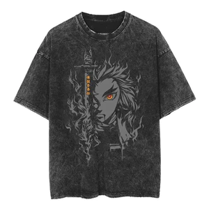 Mùa Hè Mới Anime Giặt Rời In Hình Cặp Đôi Retro Áo Thun Cotton Tay Ngắn