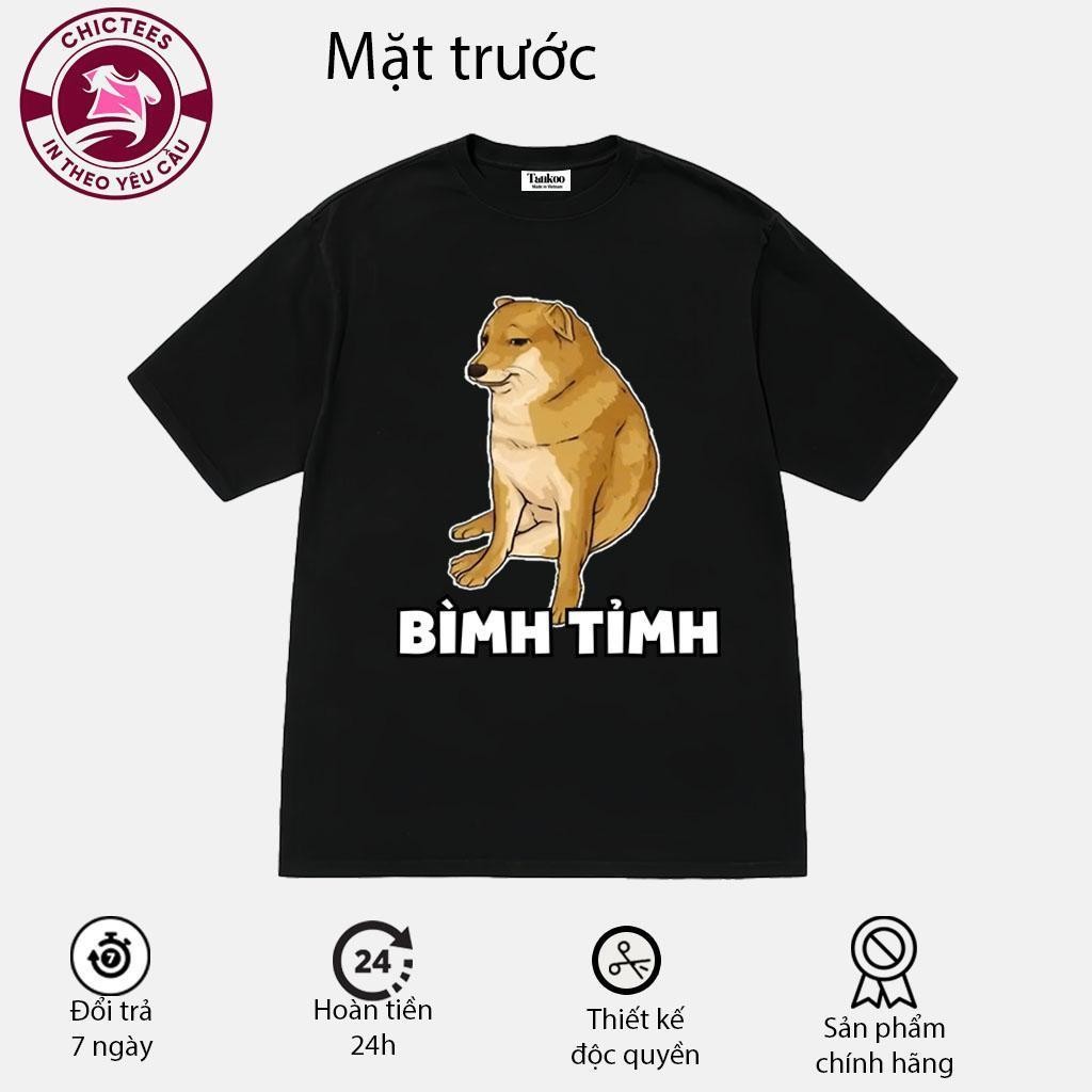 áo thun Cotton meme chó vui vẻ
