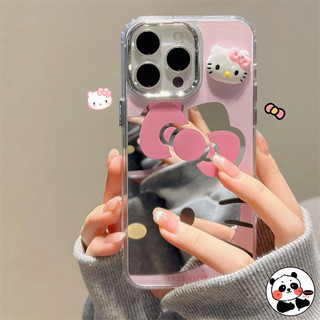 Ốp Điện Thoại Gương Hello Kitty 3D Cho Vivo V40 Pro Lite V40E V30 V30E V29 V29E V27 V25E V23E V21E V20 T3X T3 Lite Ultra T2X Pro T1 5G Vỏ Trang Điểm Mềm Rỗng Hoạt Hình Dễ Thương