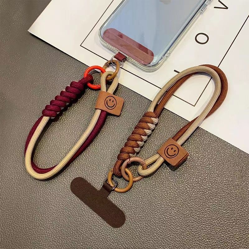 Phụ Kiện Điện Thoại Di Động Phong Cách Anh Màu Sắc Tương Phản Dệt Tay Dây Điện Thoại Di Động Ngắn Mặt Dây Chuyền Di Động Chống Mất Dây Đeo Chống Sốc Cổ Tay Dây Điện Thoại Di Động Nữ Di Động