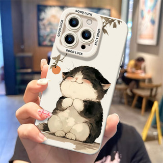 Ốp điện thoại hình mèo mực thời trang thích hợp cho iPhone16 / 15 / 14 / 13 / MINI / 12 / 11 / Pro MAX / X / 7 / 8 / 6 Vỏ bảo vệ học sinh silicon lỏng chống sốc và chống rơi toàn diện