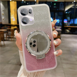 Ốp Điện Thoại Lấp Lánh Mạ Oppo Reno 13F 5G Cho Oppo Reno 14 13 Pro 13Pro 14F Reno14 Reno13F 4G 5G Trong Suốt Bling Mềm TPU Vỏ Silicon Gương Giá Đỡ Vòng Từ Tính Ốp Lưng