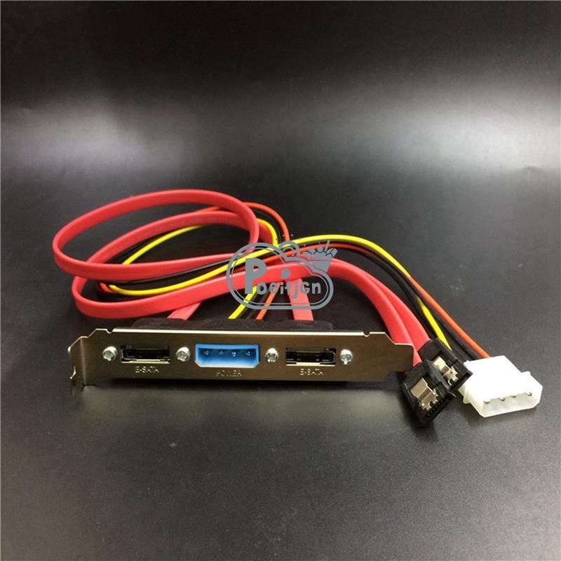 Pc DIY SATA sang ESATA và 4Pin IDE Molex Power PCI Bracket Khe cắm cáp Cấu hình toàn chiều cao cho ổ cứng gắn ngoài