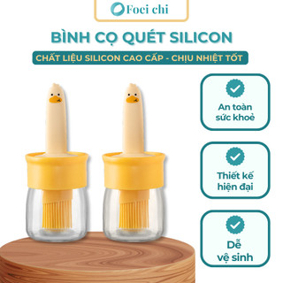 Chổi quét dầu ăn BUNA, cọ quét dầu ăn silicone, mứt, tẩm gia vị kèm theo lọ đựng dầu thủy tinh