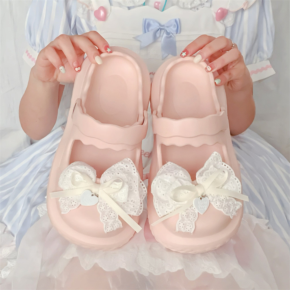 XIXITIAO Mary Jane Dép Nữ EVA Đế Dày Mùa Hè lolita Giày Đi Biển Kỳ Nghỉ Thoải Mái Dép