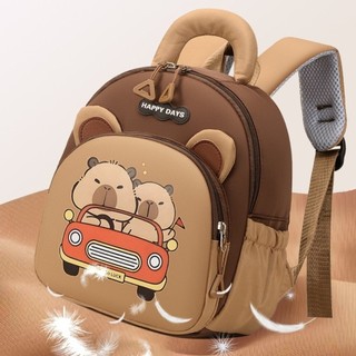 Ba lô Capybara OIWLSAX321, Túi đi học Capybara hoạt hình bằng Nylon, Ba lô mẫu giáo nhẹ dung tích lớn nhiều túi