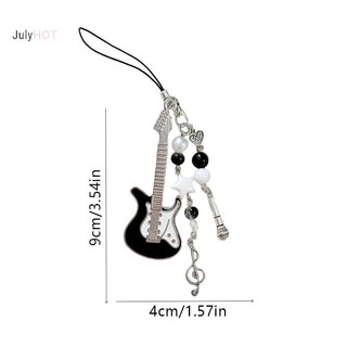 JULYHOT Đàn Guitar Dễ Thương Micro Hạt Điện Thoại Di Động Dây Xích Ngọt Quyến Rũ Móc Khóa Ba Lô Nhạc Note Mặt Dây Chuyền Túi Trang Trí Cô Gái Quà Tặng Massivedeals
