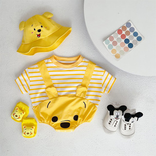Bộ áo liền quần mùa hè cho bé sơ sinh Sọc Poonie Bear New Baby Boy and Girl Short-sleeved Onesie (0-24 tháng)