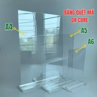 Bảng QR, mã QR code ngân hàng để bàn hoặc quầy thu ngân, bảng QR giá rẻ, bảng quét mã bằng mica ngân hàng, momo,........