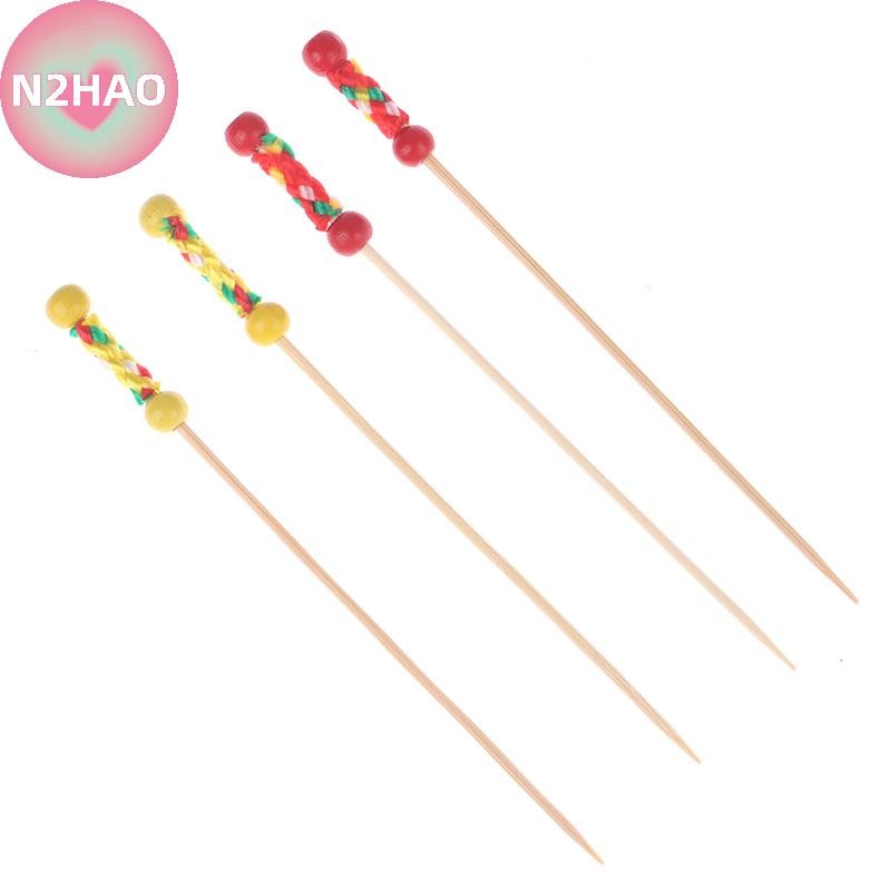 N2HAO 100 Cái / gói Sáng Tạo Nĩa Trái Cây Cocktail Dính Tre Xiên Candied Haws Stick Dùng Cho Buffet Trang Trí Thực Phẩm Đám Cưới n