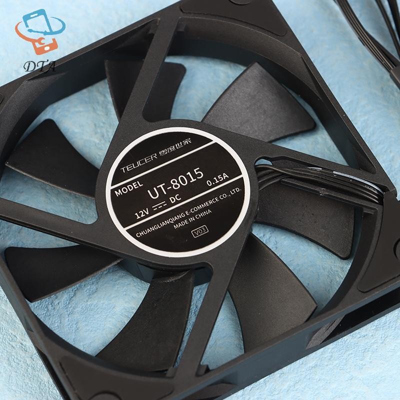 [DTA] Quạt khung gầm Teucer UT-8015 8CM Mỏng 15mm Độ mỏng 12V / 4Pin Vòng bi chất lỏng PWM 1200-3000rpm Vỏ PC Máy thông gió làm mát VN