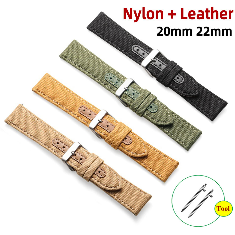 Vintage Nylon Da Đồng Hồ Dây 20mm 22mm Phát Hành Nhanh Chính Hãng Da Bò Dây Đeo Đồng Hồ Vải Vòng Tay Đơn Giản Dây Đeo Tay Cho Nữ Thể Thao Dây Đeo Tay