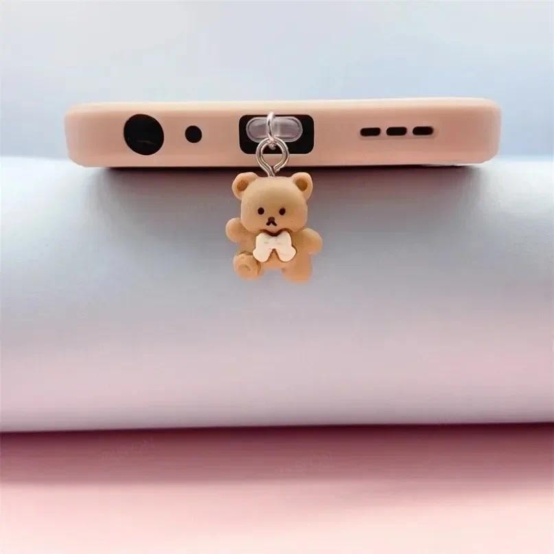 Mặt dây chuyền cắm bụi điện thoại cho iPhone Samsung Xiaomi Type-C / iOS / Micro USB Giao diện cắm bụi đa năng Gấu nhỏ dễ thương