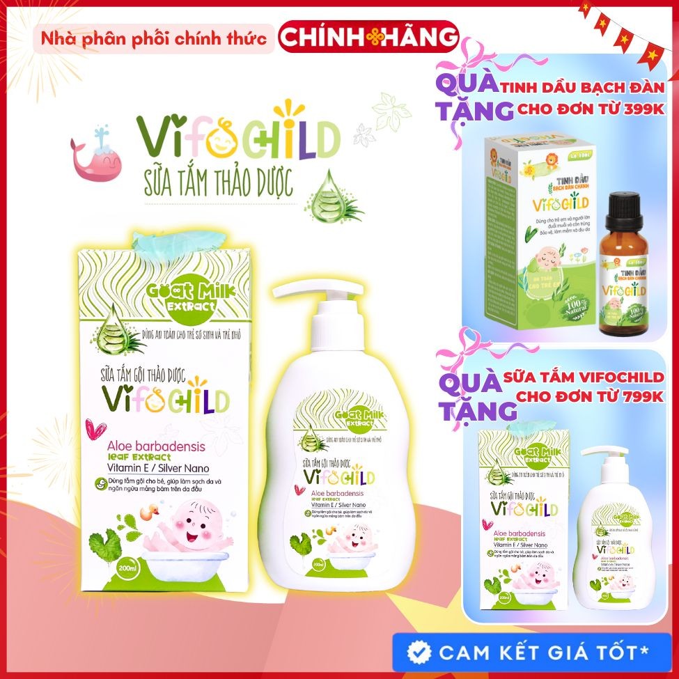 Sữa tắm gội 2in1 thảo dược cho bé VIFOCHILD 200ml Làm sạch nhẹ nhàng Dưỡng ẩm Bảo vệ làn da khỏe mạnh Baby 4