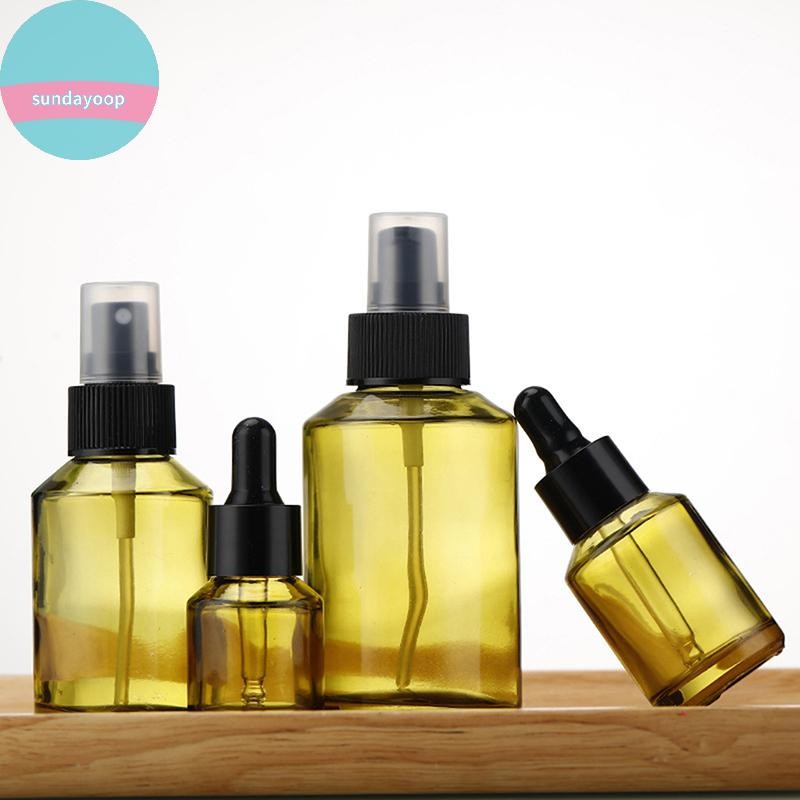 Sund 15ml-60ml Chai rỗng có thể đổ lại Thủy tinh xanh DIY Chai mỹ phẩm Kem dưỡng da Bình bơm Chai dầu gội Du lịch di động VN
