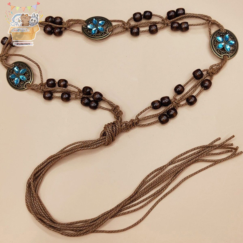 [JJNZDD] Phong Cách Bohemian Dệt Nước Phong Cách Dân Tộc Hạt Nữ Thắt Lưng Kỳ Nghỉ Phong Cách Dây Thắt Lưng ELWW