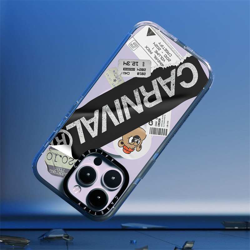Casetify X CARNIVAL® Miếng Dán Bom Ốp Lưng Hút Từ Tính Trong Suốt Cứng Acrylic Lưng TPU Edge Case Sideband Phông Chữ Ốp Lưng Điện Thoại Tác Động Cho Apple IPhone 13 14 15 16 Pro Max