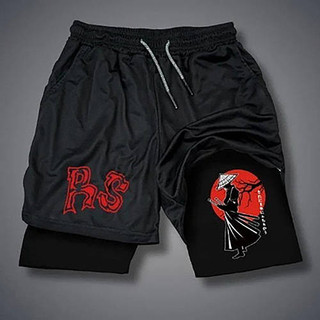 Best Seller in Europe and America Anime Print Trendy Sports Shorts Breathable and Loose Fitness Double-Layer Casual Shorts RHnG