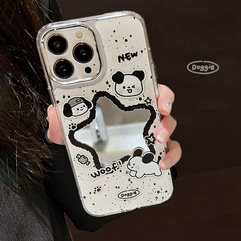 Ốp Điện Thoại Gương Ngôi Sao Chú Chó Con Dễ Thương Cho Google Pixel 10 9 Pro XL 9A 8 Pro 8A 7 Pro 7A 6A 5 XL 4A 5A 3A Vỏ Mềm Khung Mạ Sang Trọng