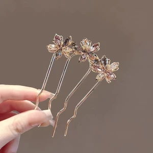 MAUROPOLI [Hàng có sẵn] Lược chải tóc cuộn pha lê đẹp phong cách Hàn Quốc Công nghiệp nặng cao cấp Đầu sau lá phong Kẹp tóc tinh tế