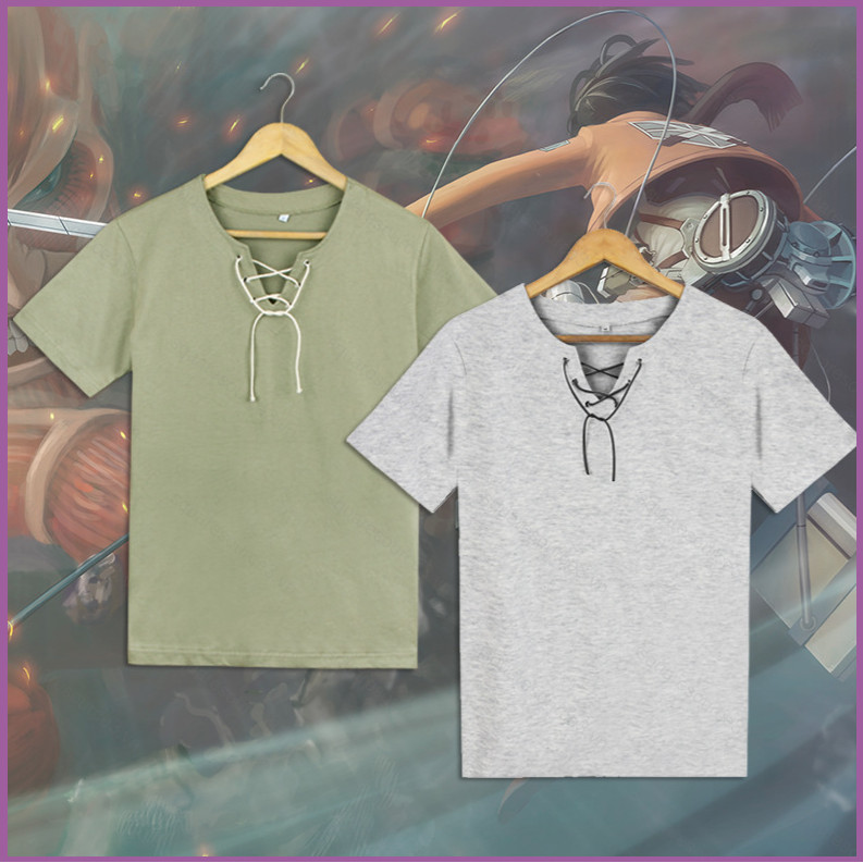 Squ3 Tấn Công Titan Anime Cosplay Eren Jaeger Áo Thun Nữ Tay Ngắn Top Unisex Tee Thời Trang Chắc Chắn Áo Sơ Mi Plus Kích Thước