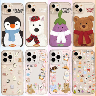 Ốp Lưng Cho Samsung Galaxy A06 A05 A05S A14 A15 A33 A73 A34 A35 A12 S20 A7 2018 Phim Hoạt Hình Jelly Cat Bear Cà tím Chim Cánh Cụt Mềm Trong Suốt Dễ Thương Vỏ Điện Thoại