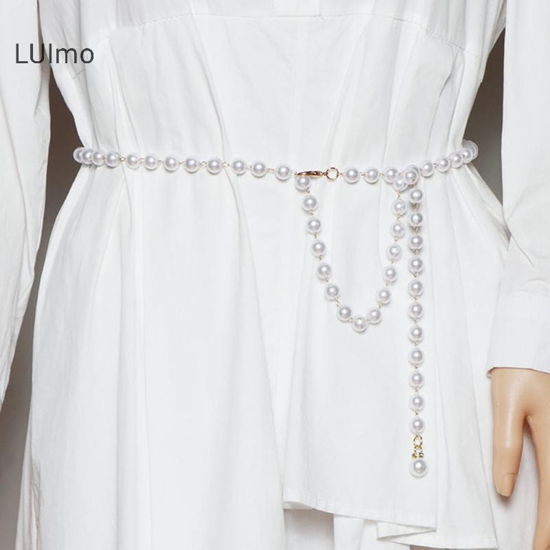 Luimo Thắt Lưng Thời Trang Nữ Thiết Kế Sang Trọng Thắt Lưng Ngọc Trai Dây Thắt Lưng Trắng Dây Chuyền Ngọc Trai Phù Hợp Với Nữ SBS