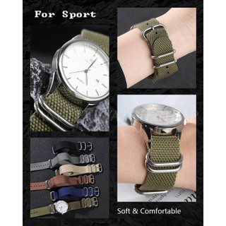 Dây đeo đồng hồ Nylon NATO tự nhiên Dây đeo đồng hồ bằng vải ZULU Dây đeo đồng hồ dệt 20mm 22mm Dây đeo đồng hồ mềm Flax Dây đeo thay thế Dây đeo cổ tay nam nữ Vòng đeo tay Khóa thép không gỉ