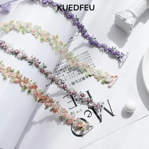KUEDFEU 1 Cặp Dây Đeo Vai, Dây Đeo Áo Ngực Hoa Có Thể Điều Chỉnh Hoa, Mềm Mại Chống Trơn Trượt Quần Lót Polyester Dây Đeo Thắt Lưng Tiệc Cưới Đầm