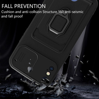 Dành Cho iphone X / Xs Max / XR Ốp Lưng 4 Trong 1 Trượt Camera Bao Đựng Thẻ Đứng Vuông Freebie Dây Chống Sốc Chống Rơi Mỏng Mềm TPU Cover