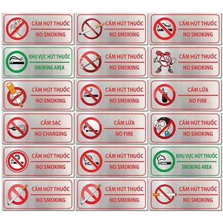 Cấm hút thuốc, biển báo No smoking, bảng báo No smoking, bảng cấm hút thuốc loại cao cấp, in UV trên Alu