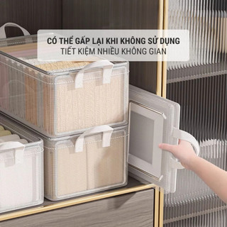 Hộp Đựng Quần Áo Gấp Gọn MAISON Chất Liệu Vải Lưới PVC Trong Suốt Khung Thép Sắp Xếp Gọn Gàng
