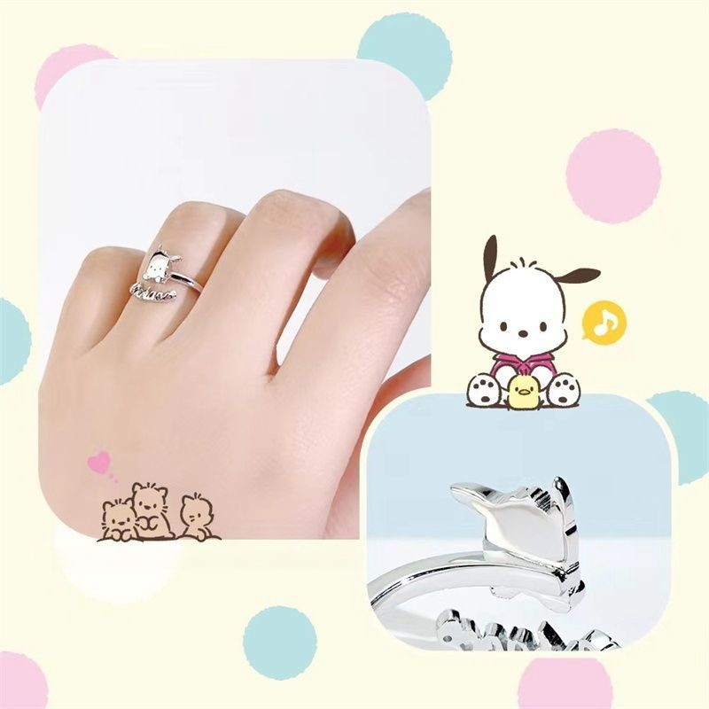 Sanrio Series Pacha Dog Letter Open Ring Dễ Thương Dễ Thương Vui Nhộn Hoạt Hình Niche Tinh Tế Đơn Giản Quà Tặng Sinh Nhật