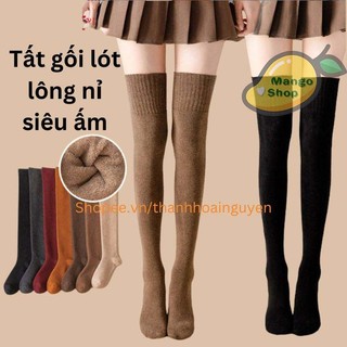 Tất Đùi Cao Cổ Lót Lông Nỉ Mùa Đông Giữ Ấm ( Tất Qua Gối Chống Tụt Chống Rét )