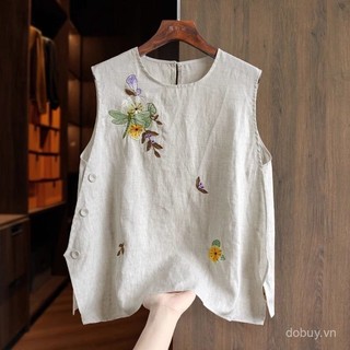 Mùa hè Mới Nữ Phong Cách Quốc Gia Trung Quốc Cotton Vải Lanh Áo Vest Không Tay