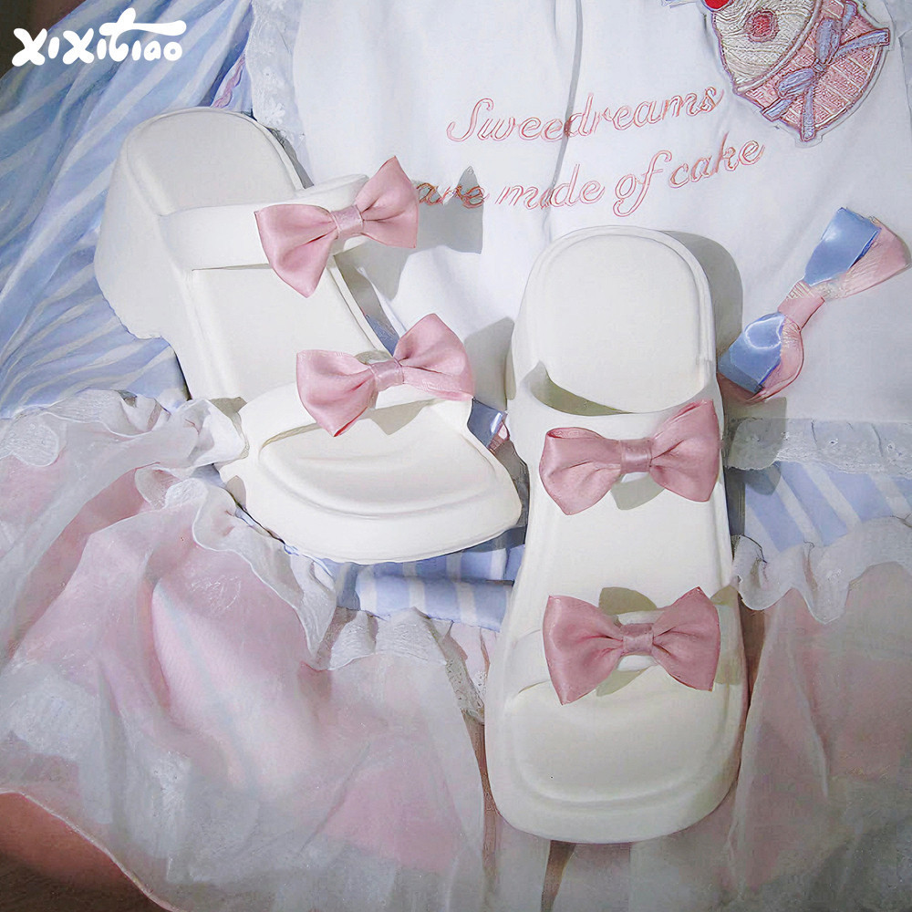 XIXITIAO Dép Dép Nữ Dây Đeo Đôi lolita Giày Tăng Chiều Cao 8cm Dép Ngoài Trời Mùa Hè