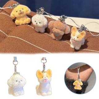 Móc khóa chó hoạt hình dễ thương AWNGD, Mặt dây chuyền chìa khóa động vật lấp lánh Kawaii, Dây buộc điện thoại kích thước nhỏ